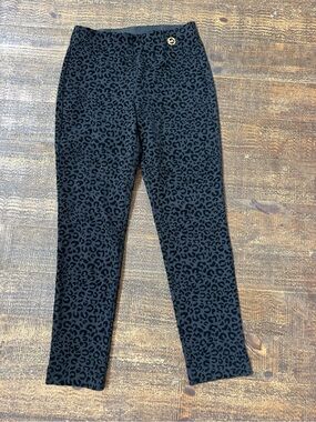 MICHAEL Michael Kors Black Leopard Velvet Ankle Pants